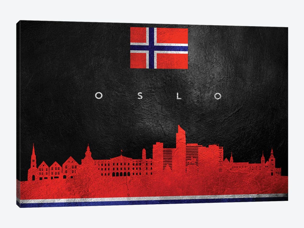 Oslo Norway Skyline by Adrian Baldovino 1-piece Canvas Art