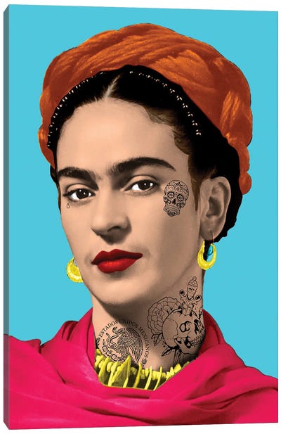Tattooed Frida Canvas Art Print - Andrew M Barlow
