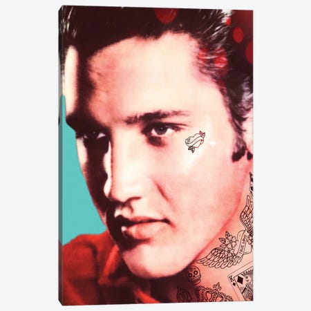 Elvis Tattooed Canvas Print #ABW23} by Andrew M Barlow Art Print