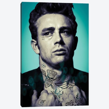 James Dean Tattooed Canvas Print #ABW31} by Andrew M Barlow Canvas Art