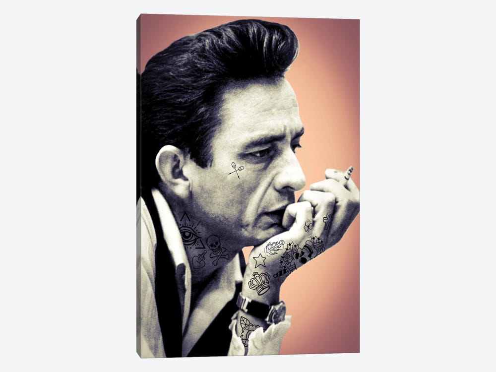 Johnny Cash Tattooed by Andrew M Barlow 1-piece Canvas Art Print