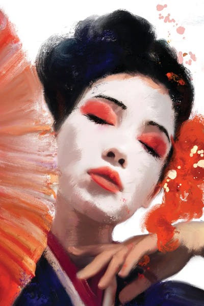 Red Fan Geisha Girl