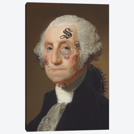 George Tattooed Canvas Print #ABW52} by Andrew M Barlow Canvas Wall Art