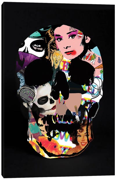 Graffiti Skull Canvas Art Print - Audrey Hepburn