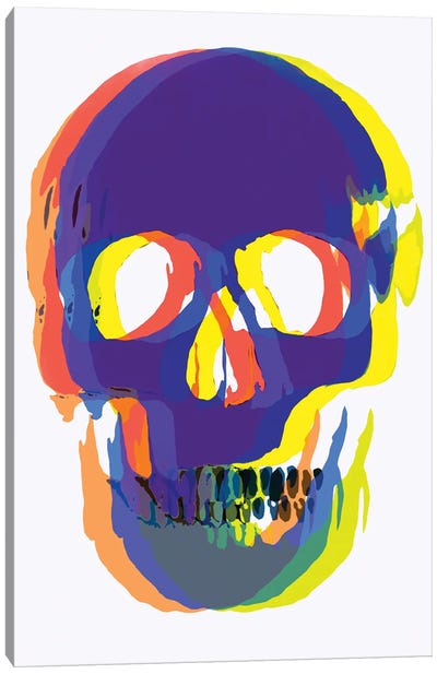 Blurred Blue Skull Canvas Art Print - Glitch Effect