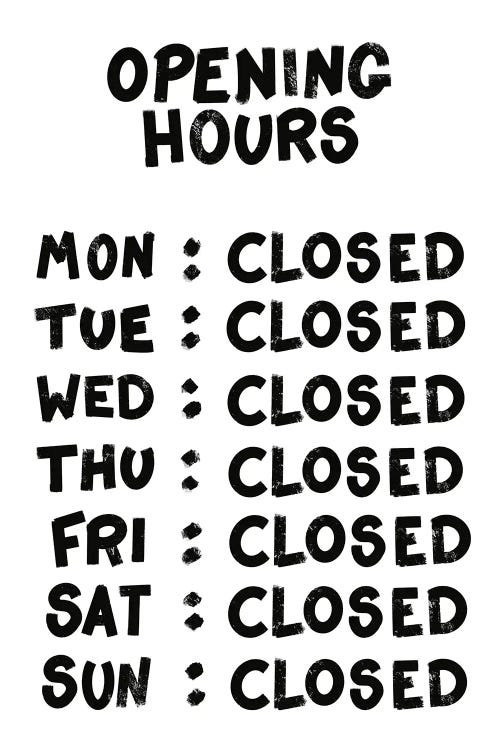 Opening Hours White by Andrew M Barlow wall art