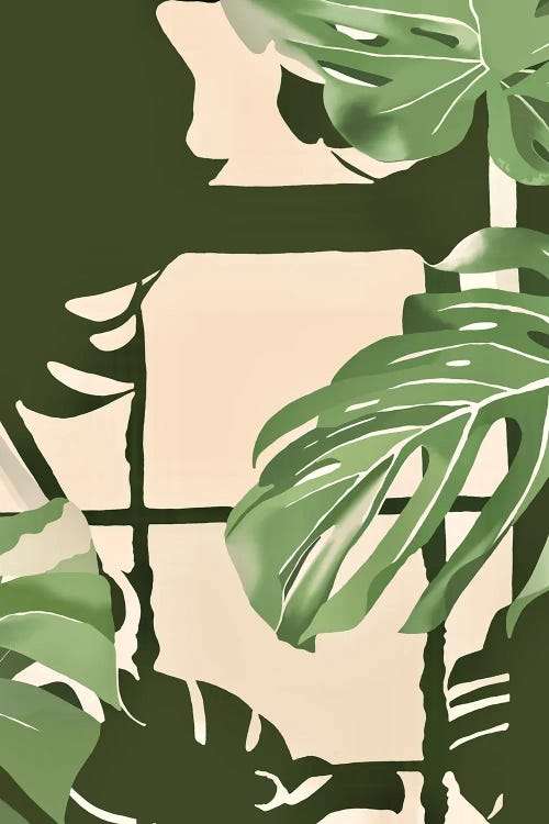 Cheese Plant Leaves Over Pastel Water by Andrew M Barlow wall art