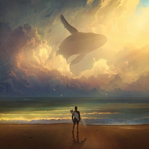 Large Coastal Art - Canvas Prints: Waiting For The Wave by Artem Rhads Chebokha
