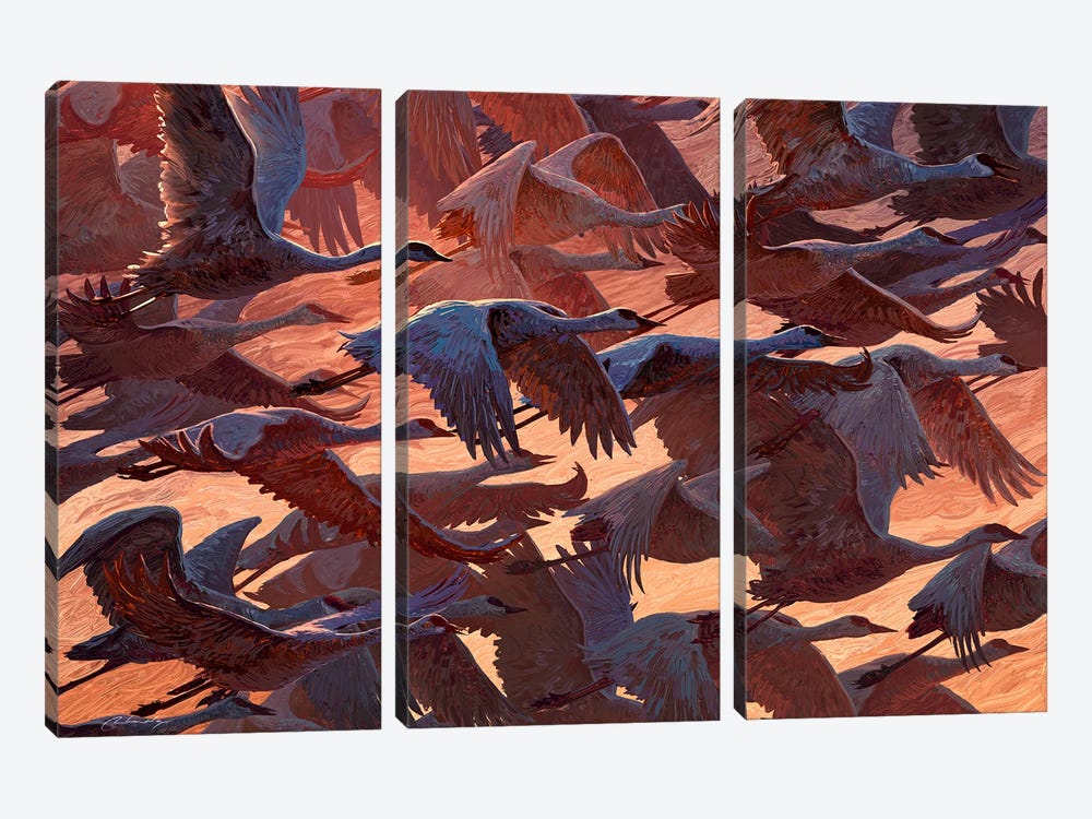 In Motion Cranes by Artem Rhads Chebokha 3-piece Canvas Artwork