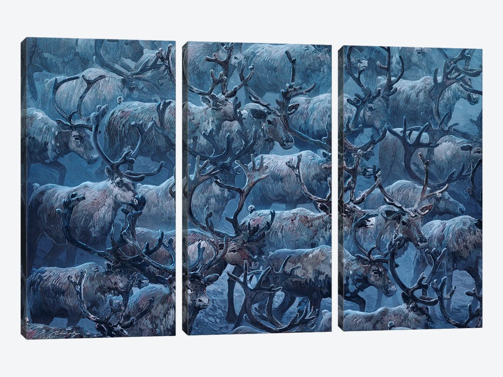 In Motion Reindeers by Artem Rhads Chebokha 3-piece Art Print