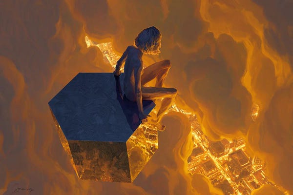 Large Art for Bedroom - Canvas Prints: Silent Watcher by Artem Rhads Chebokha