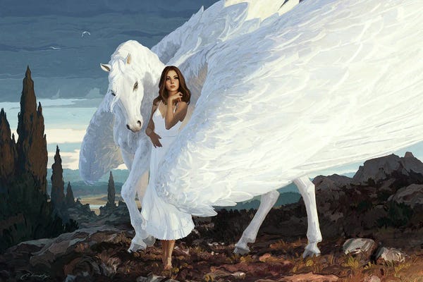 Pegasus: Girl And Pegasus by Artem Rhads Chebokha
