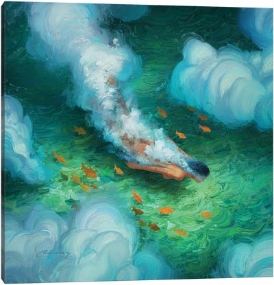 Dive With Me Canvas Art Print - Calm Beneath the Surface