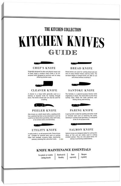 Kitchen Knives Chart Canvas Art Print - Alchera Design Posters
