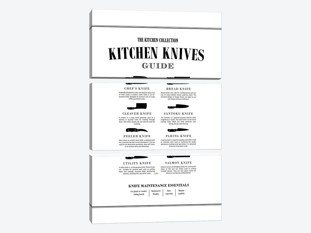 Kitchen Knives Chart by Alchera Design Posters 3-piece Canvas Wall Art