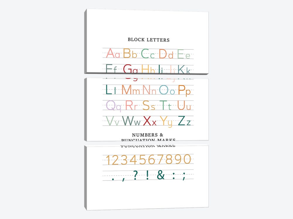 Letter Chart | Block by Alchera Design Posters 3-piece Canvas Print