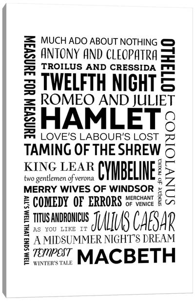 Shakespeare - All Plays Canvas Art Print - Alchera Design Posters