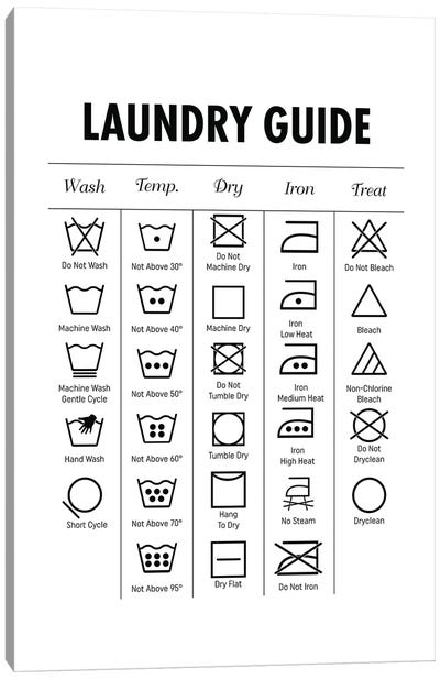 Laundry Guide Canvas Art Print - Alchera Design Posters