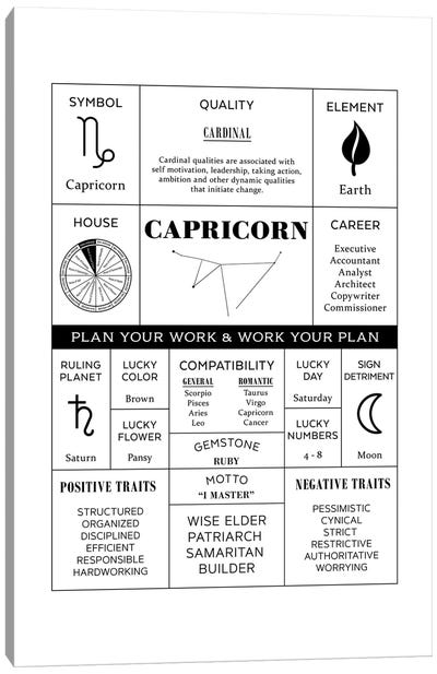 Zodiac - Capricorn Canvas Art Print - Capricorn