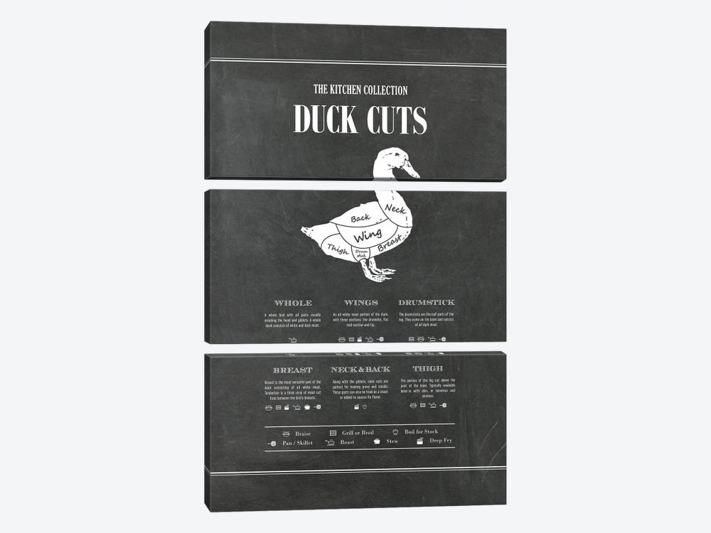 Duck Cuts - Chalk by Alchera Design Posters 3-piece Canvas Wall Art