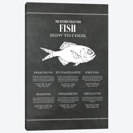 Fish | How To Cook - Chalk Canvas Print #ACE79} by Alchera Design Posters Art Print
