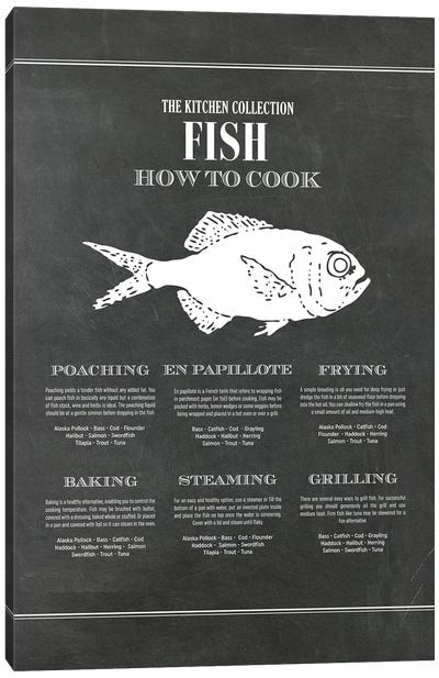 Fish | How To Cook - Chalk Canvas Art Print - Alchera Design Posters