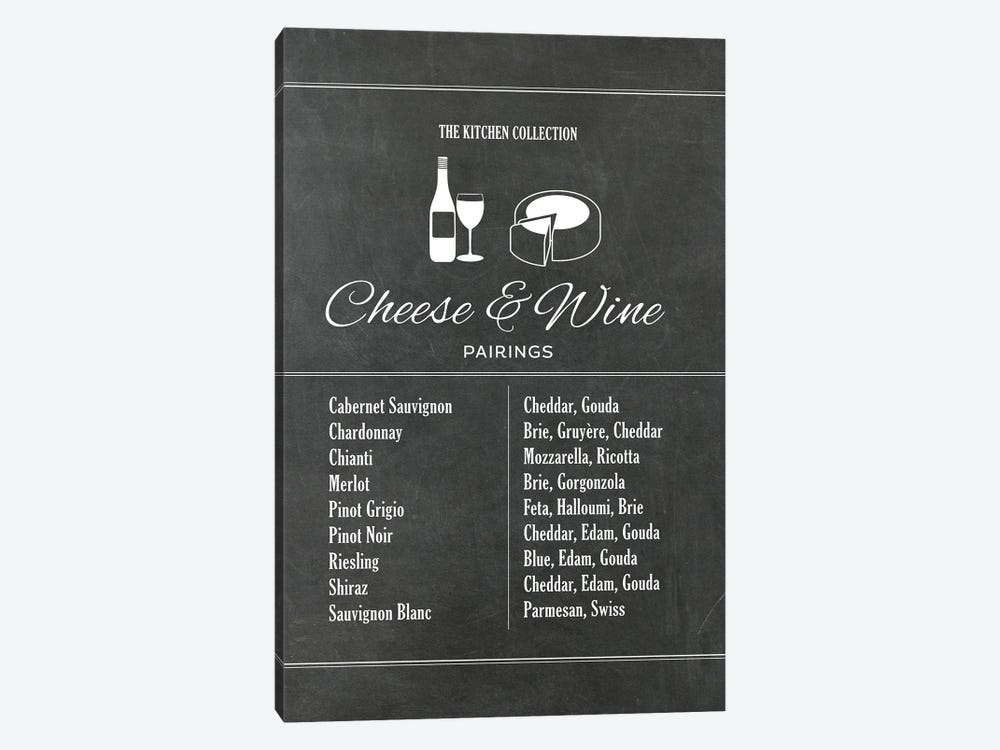 Cheese And Wine Pairings - Chalk by Alchera Design Posters 1-piece Canvas Art Print