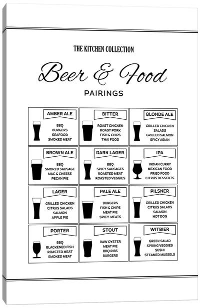 Beer And Food Pairings Canvas Art Print - Alchera Design Posters