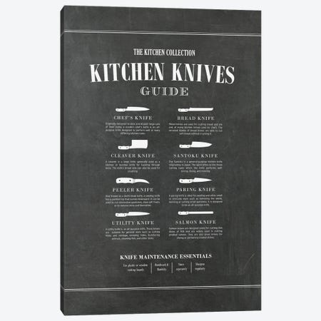Kitchen Knives - Chalk Canvas Print #ACE99} by Alchera Design Posters Canvas Print
