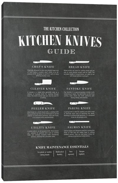 Kitchen Knives - Chalk Canvas Art Print - Alchera Design Posters