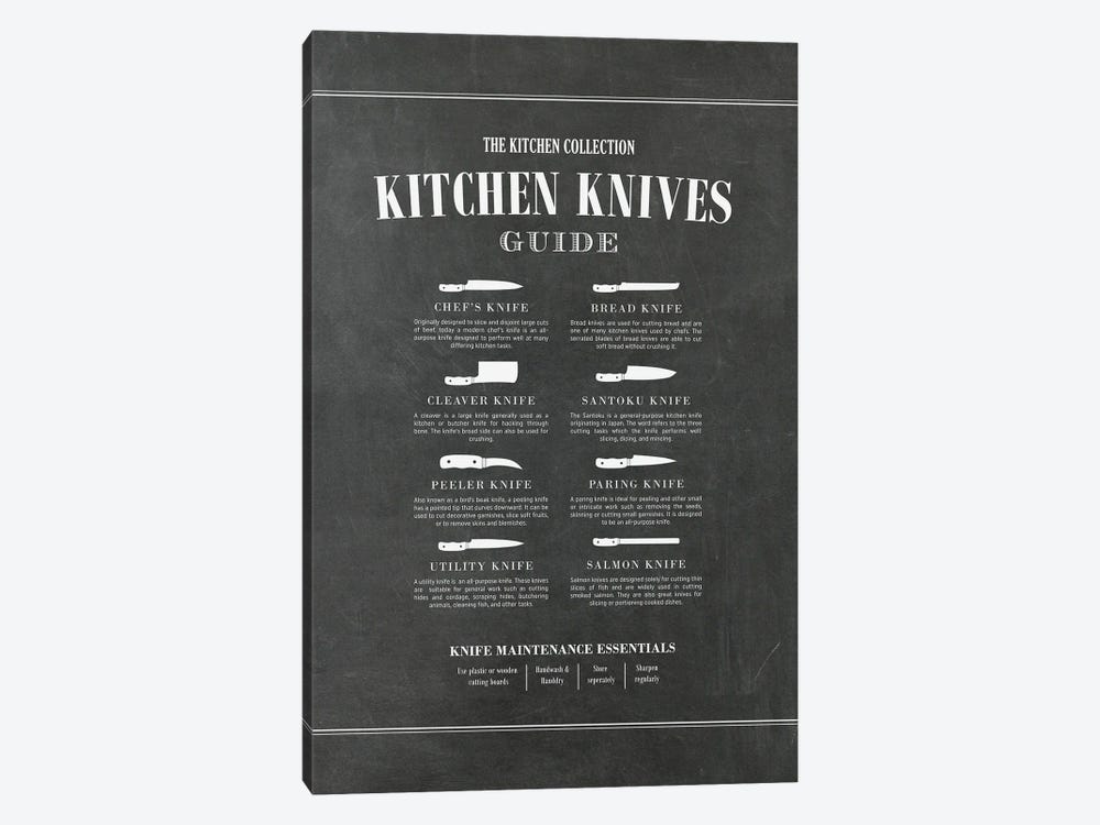 Kitchen Knives - Chalk by Alchera Design Posters 1-piece Canvas Art