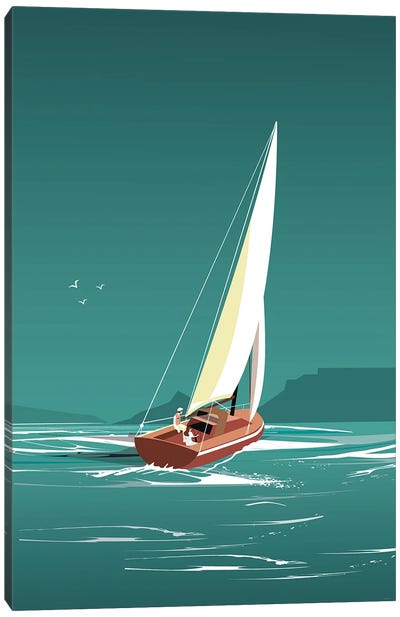 Sailing V Canvas Art Print - Turquoise Art