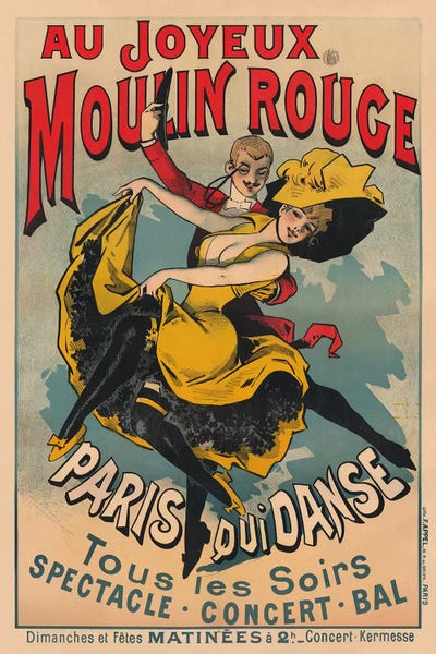 Au Joyeux Moulin Rouge, Paris Qui Danse Advertisement, 1900 by Alfred Choubrac framed wall art