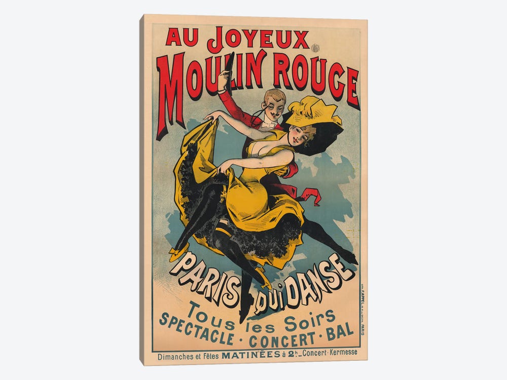 Au Joyeux Moulin Rouge, Paris Qui Danse Advertisement, 1900 1-piece Canvas Art