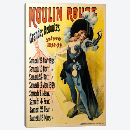 Moulin Rouge Grand Redoutes Advertisement, Saison 1898-1899 Canvas Print #ACH2} by Alfred Choubrac Canvas Art Print