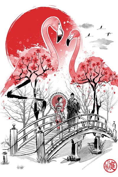 Flamingo Garden by Antonio Camarena metal wall art