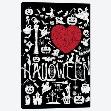 I Love Halloween Canvas Print #ACM111} by Antonio Camarena Canvas Art Print