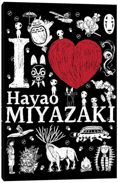 I Love Miyazaki Canvas Art Print - Producer & Director Art