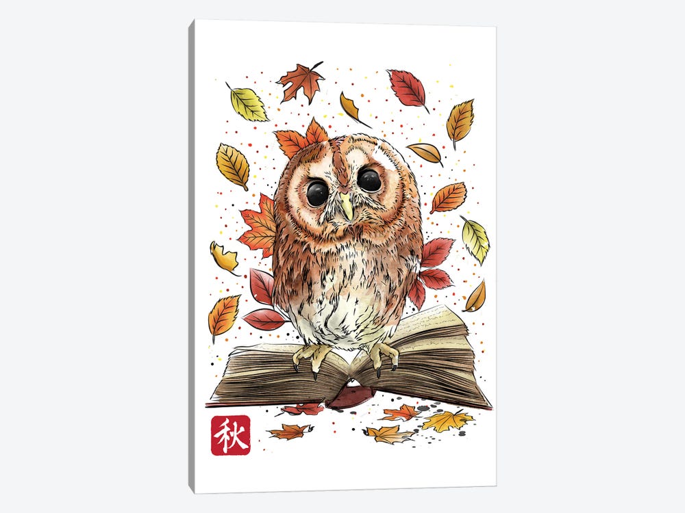 Owl Leaves And Books by Antonio Camarena 1-piece Canvas Art Print