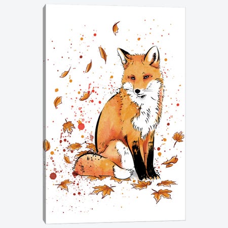 Fox In The Snow Canvas Print #ACM13} by Antonio Camarena Canvas Art Print