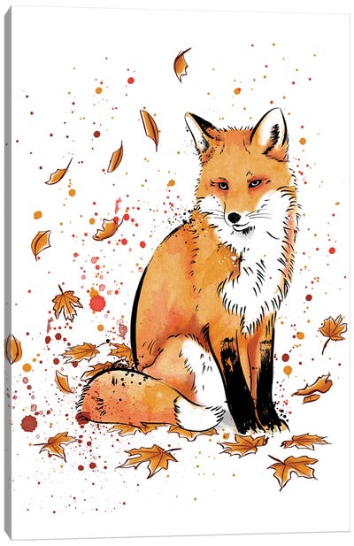 Fox In The Snow Canvas Art Print - Antonio Camarena
