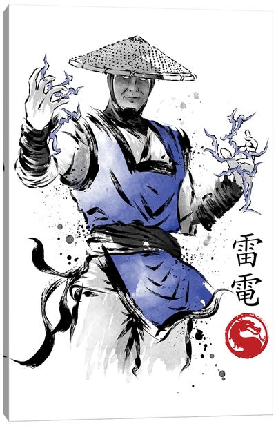 Thunder God Sumi-E Canvas Art Print - Mortal Kombat