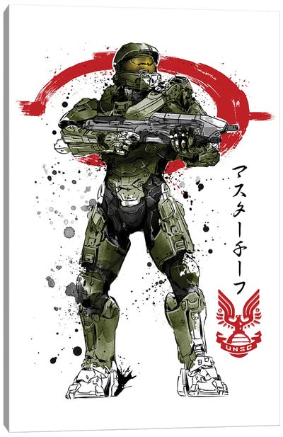 Master Chief Watercolor Canvas Art Print - Halo Game Series