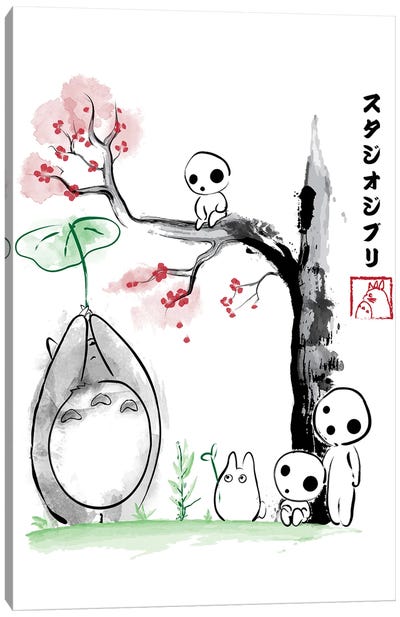 Growing Trees Sumi-E Canvas Art Print - My Neighbor Totoro