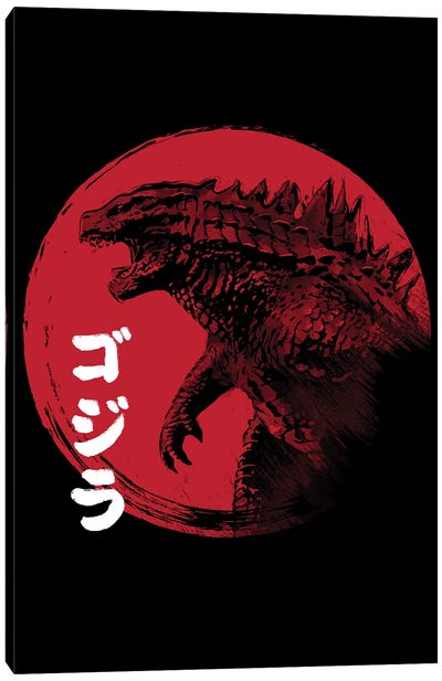 Red Sun Kaiju Canvas Art Print - Godzilla