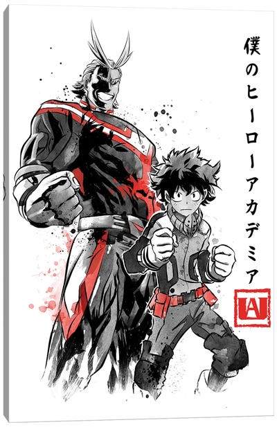 Hero Academia Sumi-E Canvas Art Print - Anime & Manga Characters