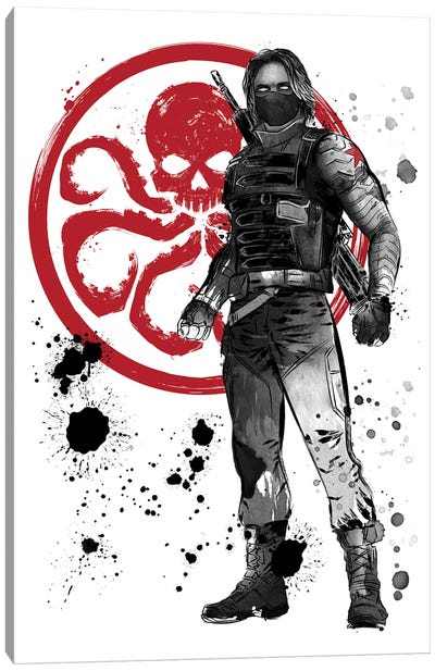 Winter Soldier Sumi-E Canvas Art Print - Superhero Art