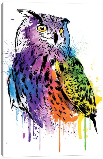 Owl Watercolor Canvas Art Print - Antonio Camarena