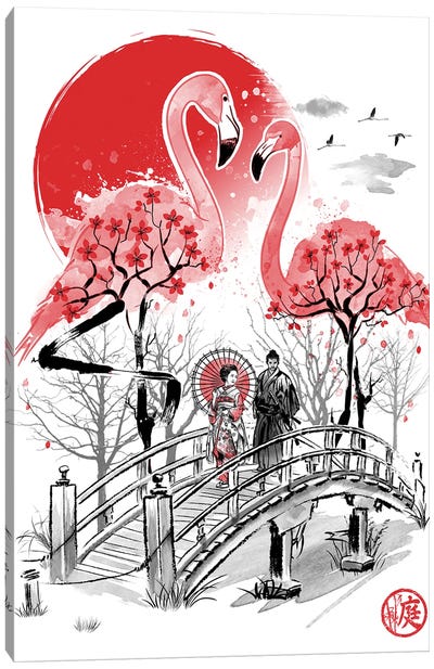 Flamingo Garden Canvas Art Print - Antonio Camarena