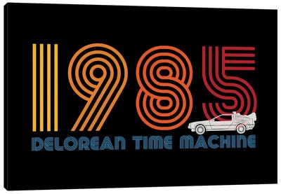 DeLorean Tim Machine 1985 Canvas Art Print - Science Fiction Movie Art